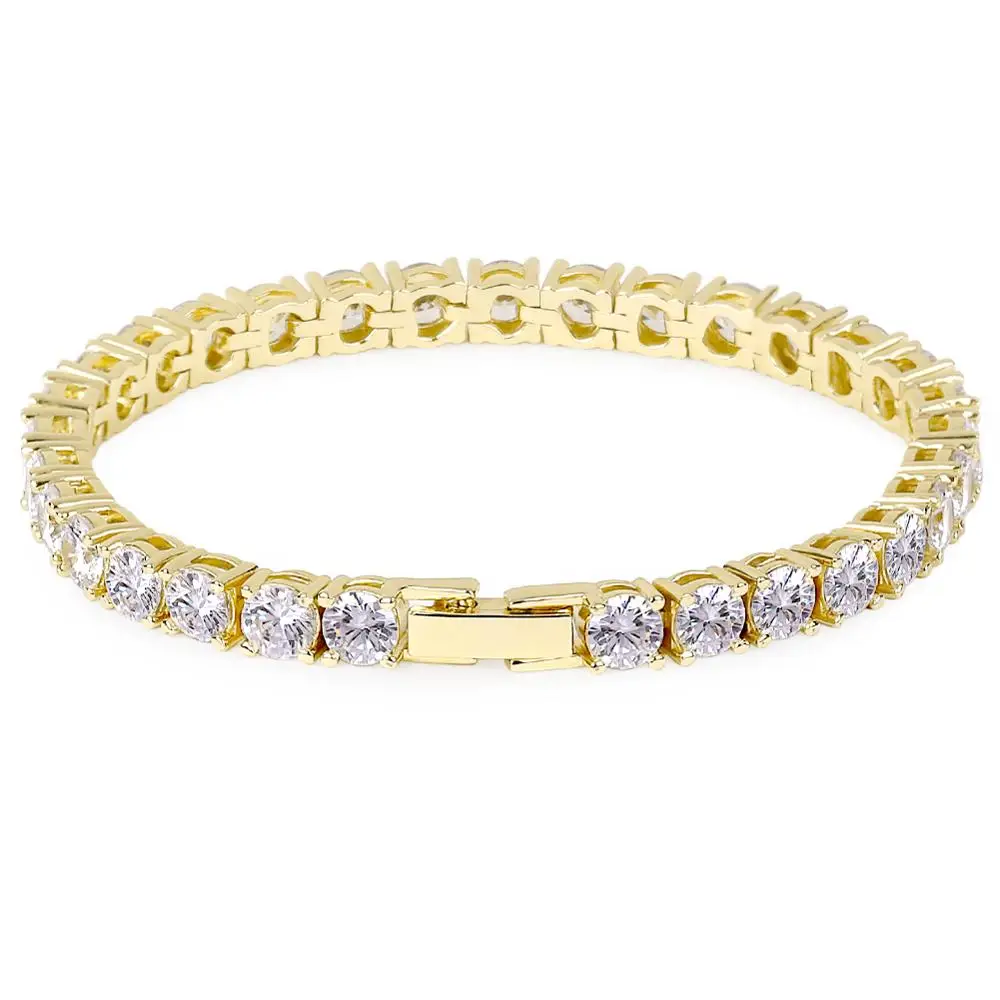 KRKC&CO Hip Hop Jewelry Wholesale 5mm Men Diamond 14k Gold Plated Iced Tennis bracelet