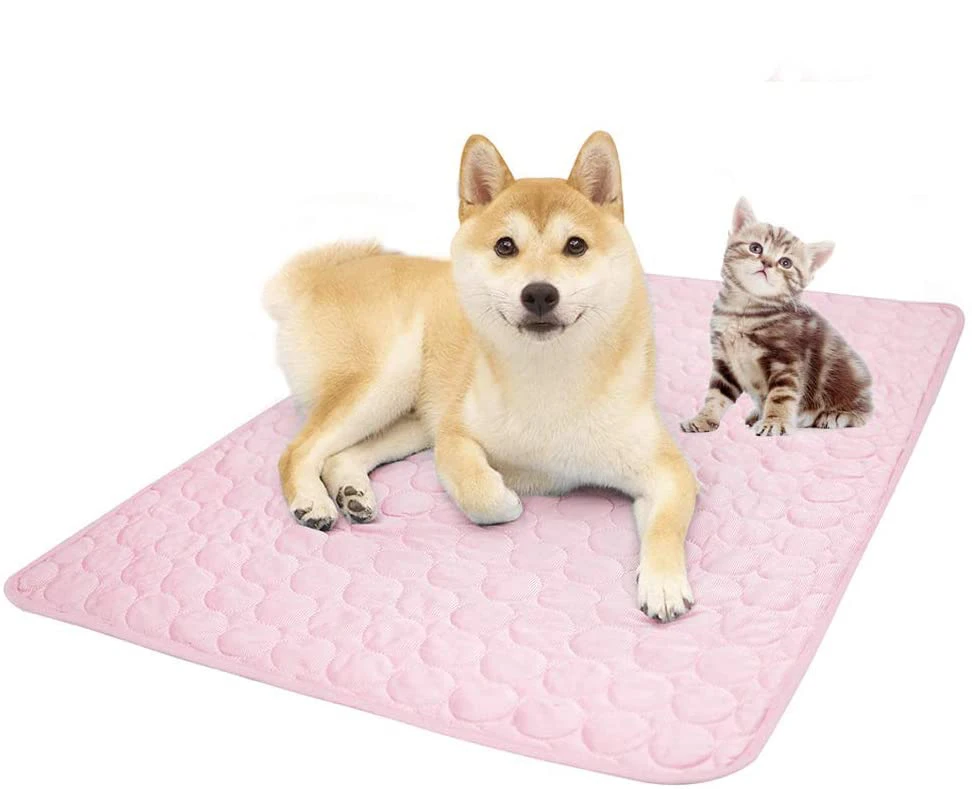 

Breathable Bed Sofa Car Use Summer self Cooling Washable Soft Ice Silk Nest Litter training Cat Pet Cool Mat Dog Pee Pads, Gray, khaki