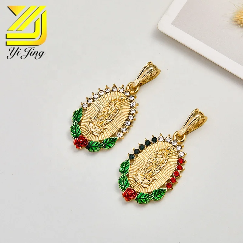 

YJ Jewelry Guadalupe fashion religious jewelry tricolor zircon pendant, Colors