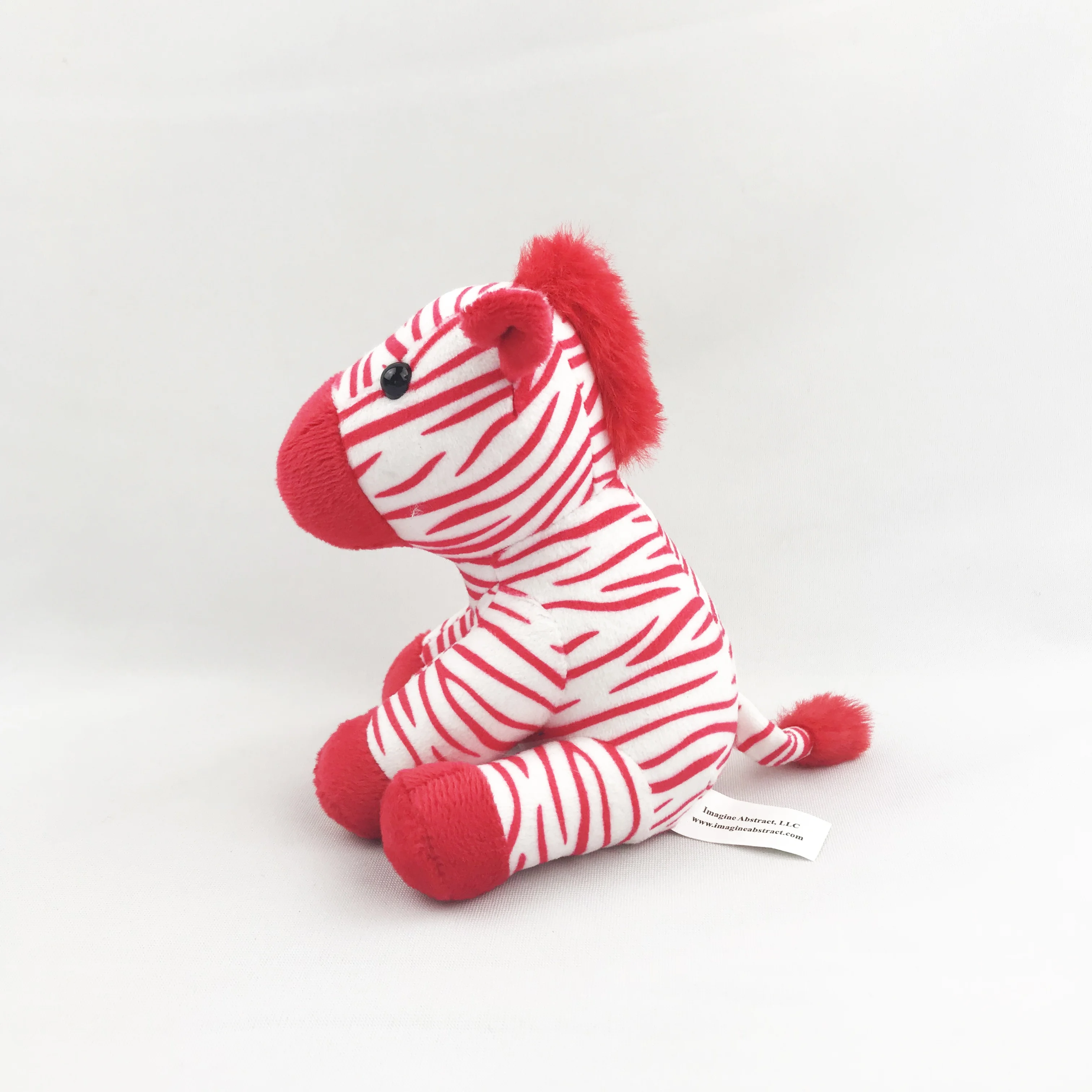 Custom Red Zebra Print Fabric Horse Soft Zebra Stuffed Animals Toys