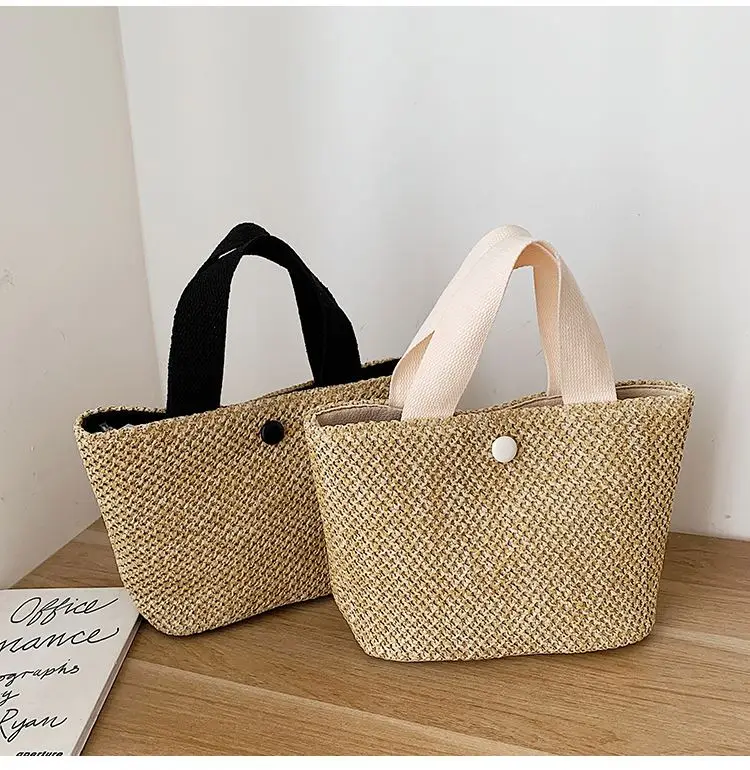 

2020 new handbag casual rattan straw bag wicker woven handbag large capacity lady bucket bag, Picture color