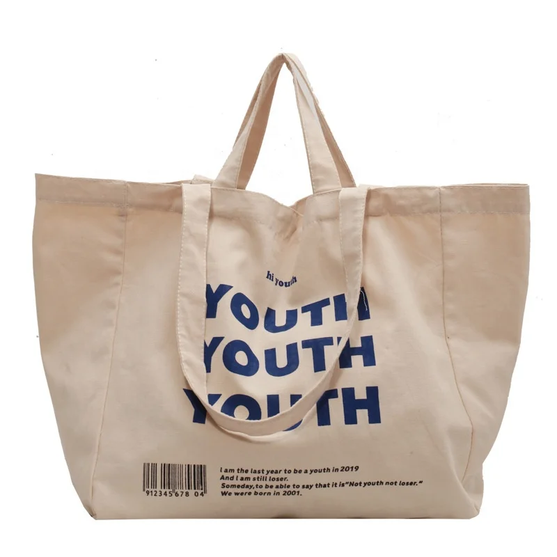 

Custom Korea Large Capacity Office Letter Portable Student Book Bag Summer Shoulder Bag Canvas Tote Grocery Shopping Bag Handbag, 2 style
