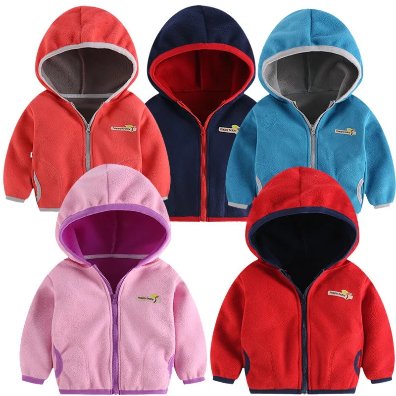 

Solid blank soft fleece light kids autumn jacket hooded toddler children coats, As picture show