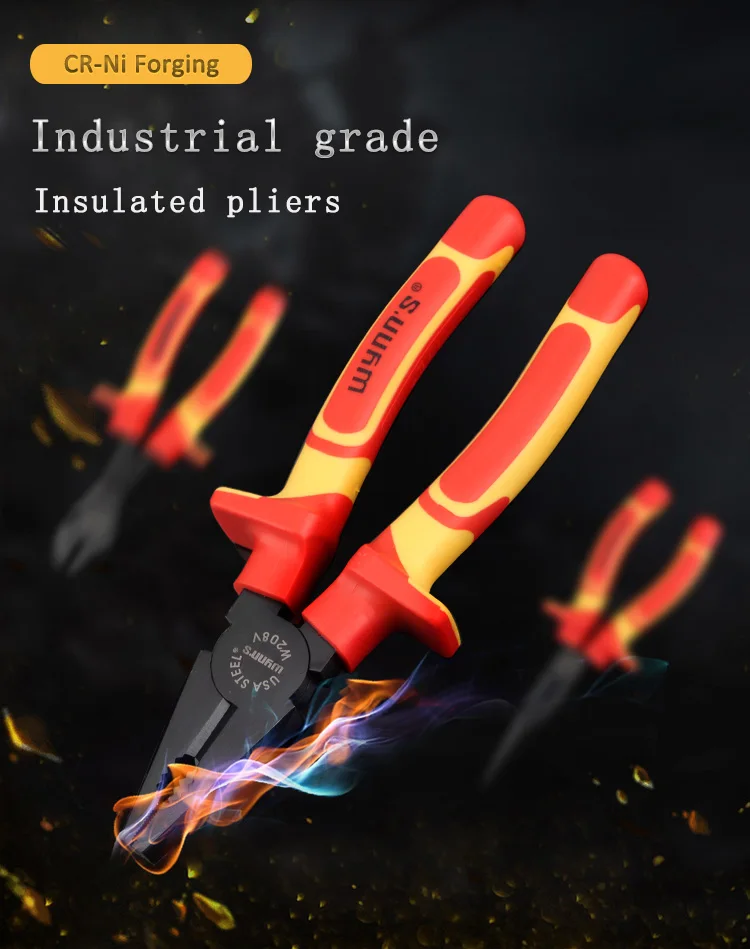 Multi functional cutting pliers VDE Insulated Handle Long Nose Plier cable cutters