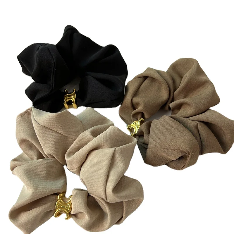 French Elegant Special Triumphal Arch Hair Tie Rubber Bands Coffee Color Scrunchies With Logo