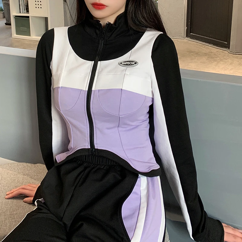 

Nibber K20P09297 2021 New Arrivals spring Patchwork Recreational Locomotive Pockets Elastic Waist Pants Women