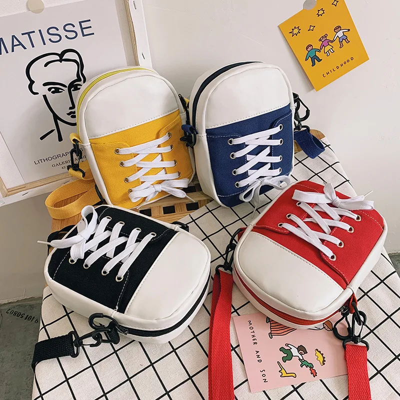 

Lace-up Decor Colorblock Crossbody Bag Canvas Shoes Shaped Crossbody Bag Women's Bags