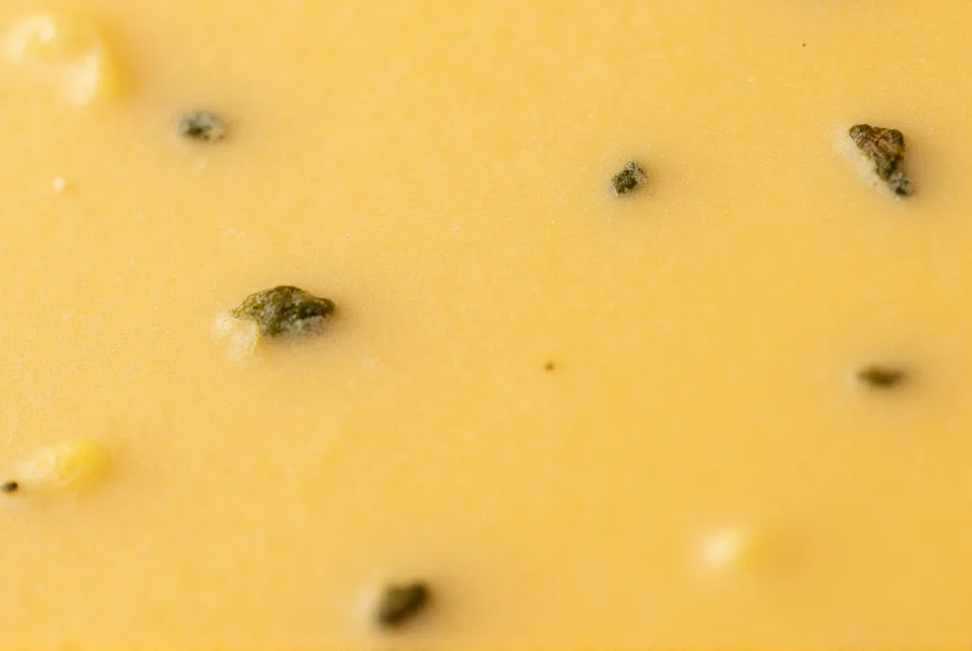 Close-up of pepper jack cheese showing visible jalapeño flecks in creamy yellow cheese
