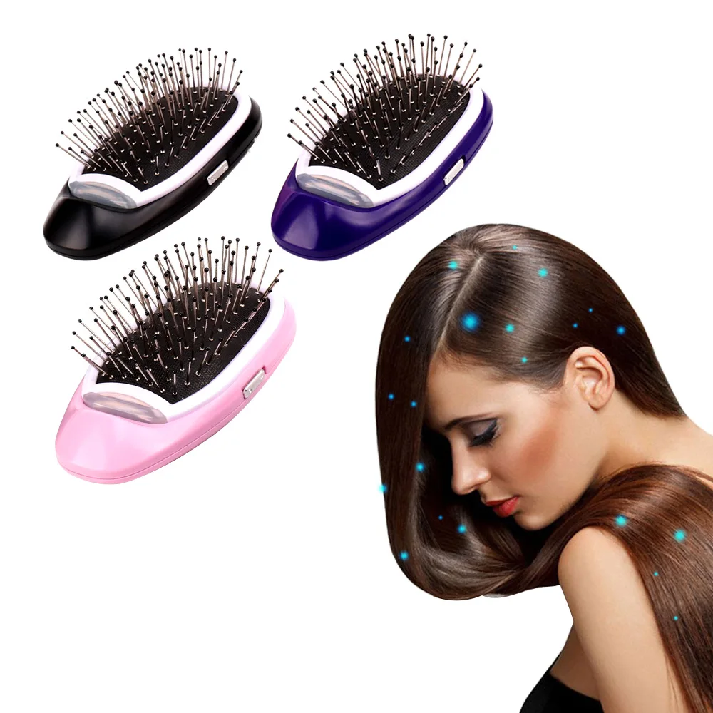 

Professional ionic Hair Straightening Comb brush Mini Electric Massage Hair Straightener comb for hair, As picture show