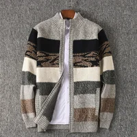 

winter knit sweater men hombre cropped and Thickened coat chain oversize men's wear men's stripes winter Cardigan