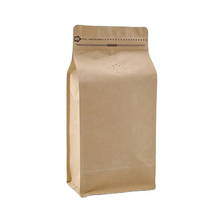 

Eco Friendly Kraft Flat Bottom Paper Custom Printed Packing Biodegradable Compostable Bean Valve Packaging Coffee Bag