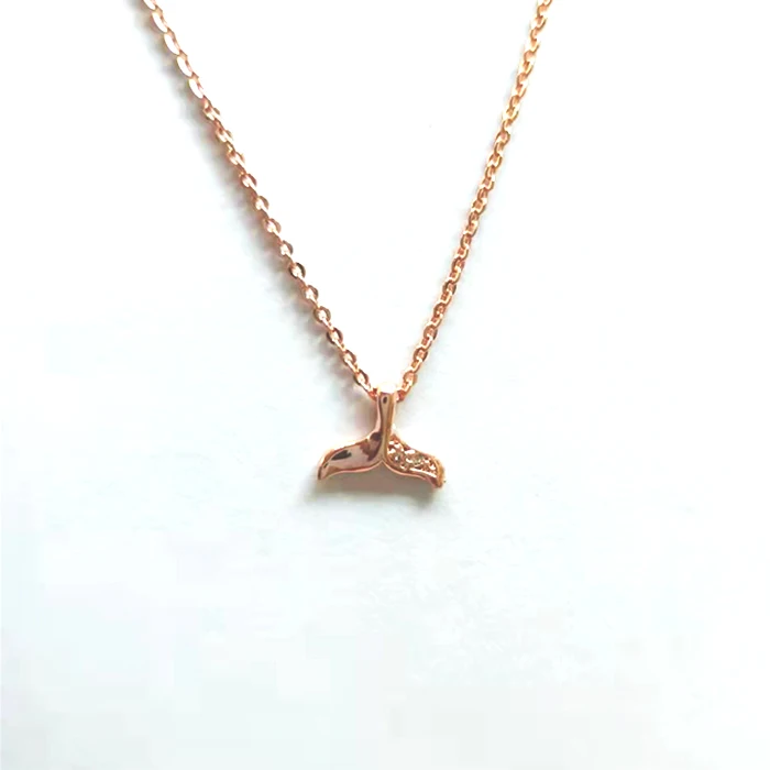 

New style elegant simple exquisite brass jewelry women's mini fishtail pendant necklace, Picture shows