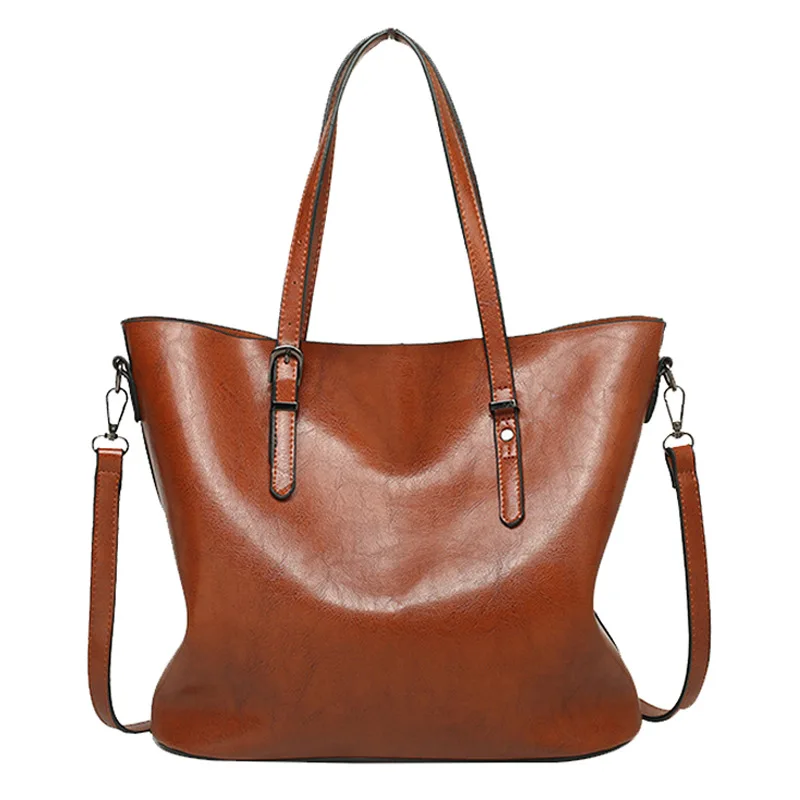 

Female Bag 2021 New Fashion Bags Women Handbags Ladies Shoulder Oily Leather Large Tote Bags, Red, green, blue, black, pink, brown, gray, brown, sky blue