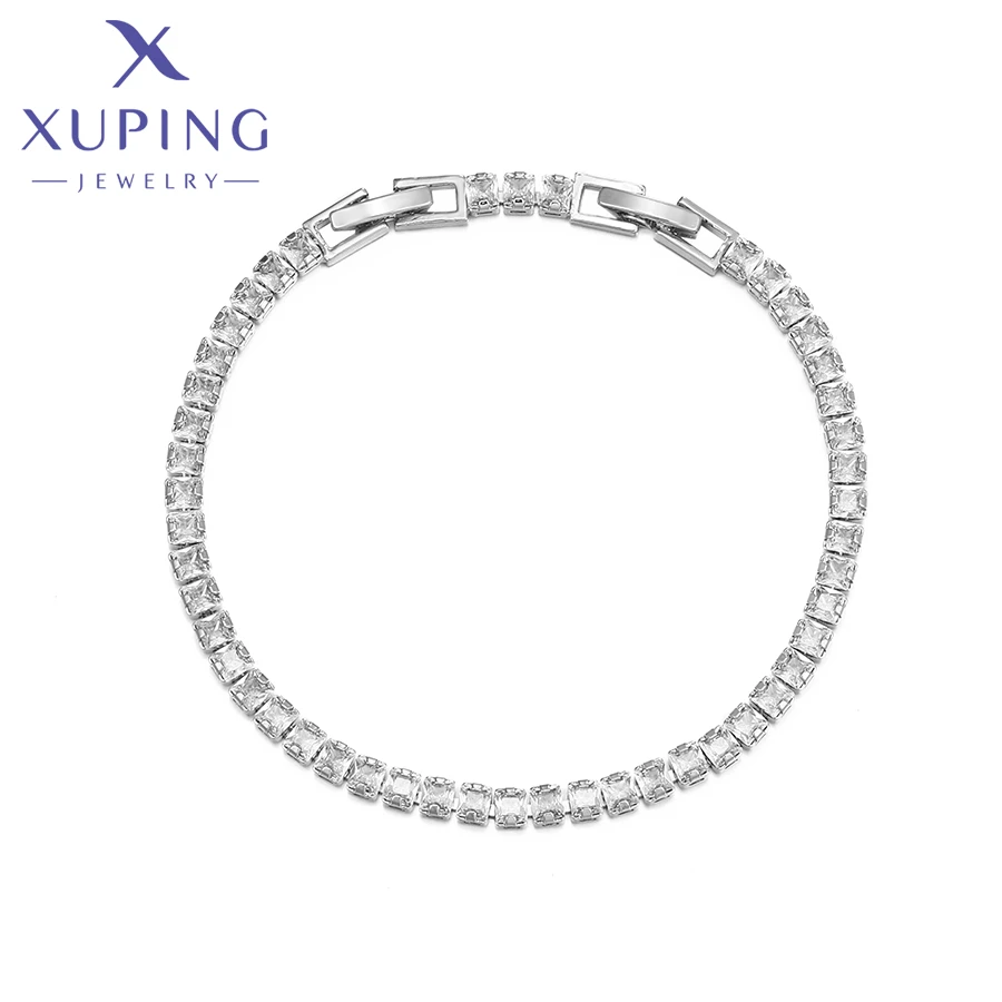 

bracelet-722 Xuping Jewelry Charm jewelry set with diamond plated platinum chain extended necklace