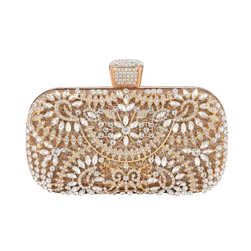 

Luxury Rhinestone Clutch Bag Mini Golden Banquet Clutches Women Handbag Crystal Wedding Party Evening Bags