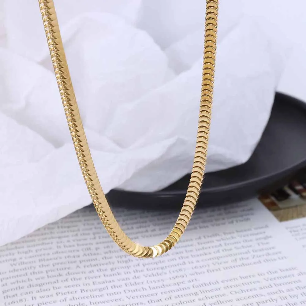 Fashion Thick Soft Stacked Chain Choker Snake Chain Necklace Bracelet Set 18K Gold Plated Stainless Steel Necklaces YF2447