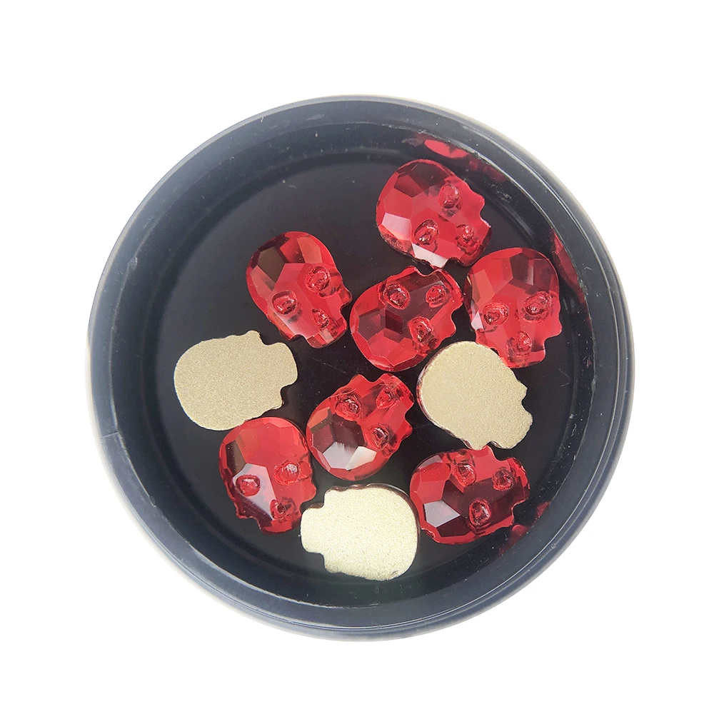 

Wholsale nail art accessories stone glass non hot fix skull rhinestones, Red/other color