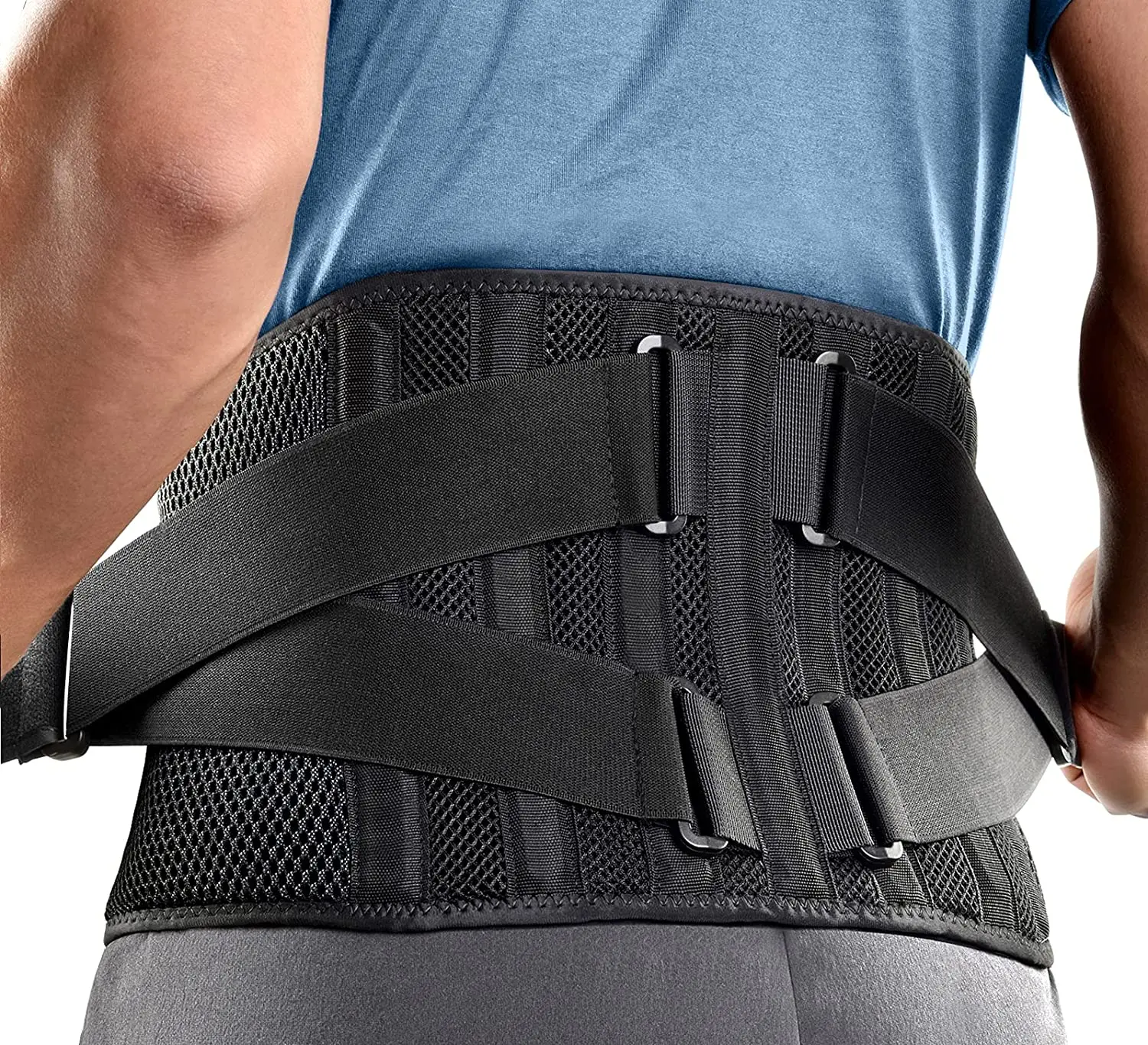 

Real Air Mesh Back Brace for Men Women Lower Back Pain Relief with 7 Stays Adjustable Back Support Belt for Work