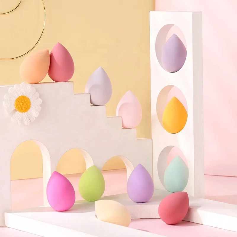 

Customized Sustainable Teardrop Travel Case Storage Tank Flat Makeup Sponge Swabs