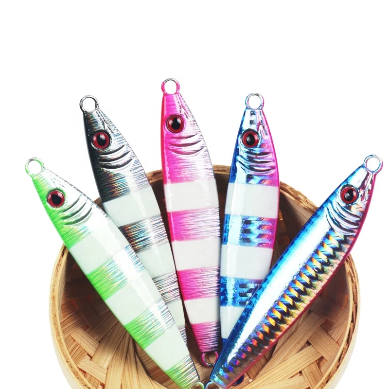 

Wholesale 2020 New Type 28g 7.5cm 60g 9.5cm Laser Artificial Bait Boat Fishing Jig Lures Metal lures China, 5 colors