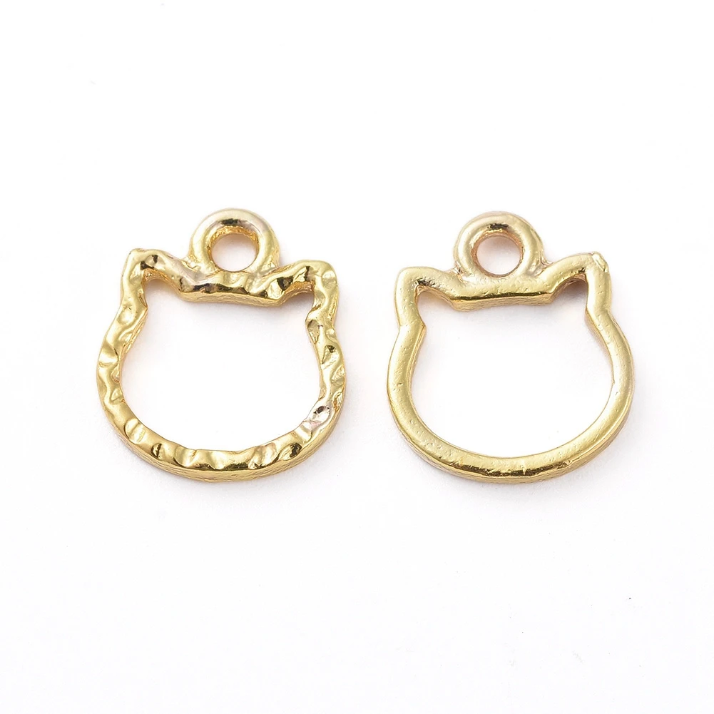

PandaHall UV Resin Cat Golden Open Back Bezel Pendants