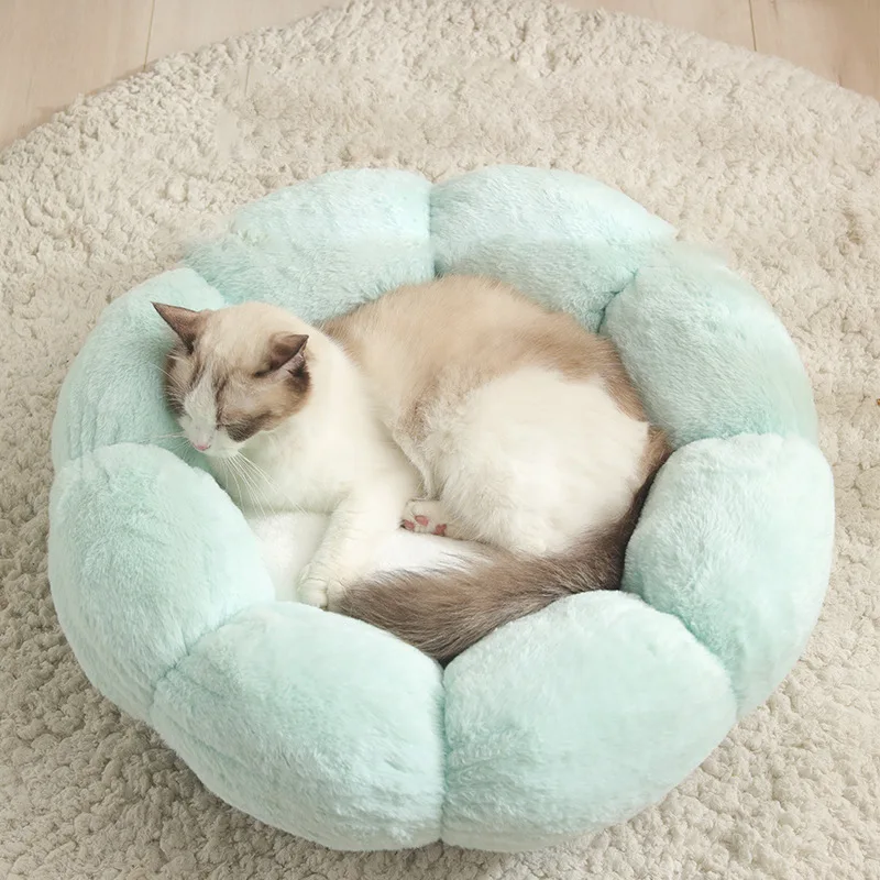 

High Quality Four Seasons Short Plush Flower Dog Bed Warm And Soft Cotton Small Pet Sofa Bed, As picture