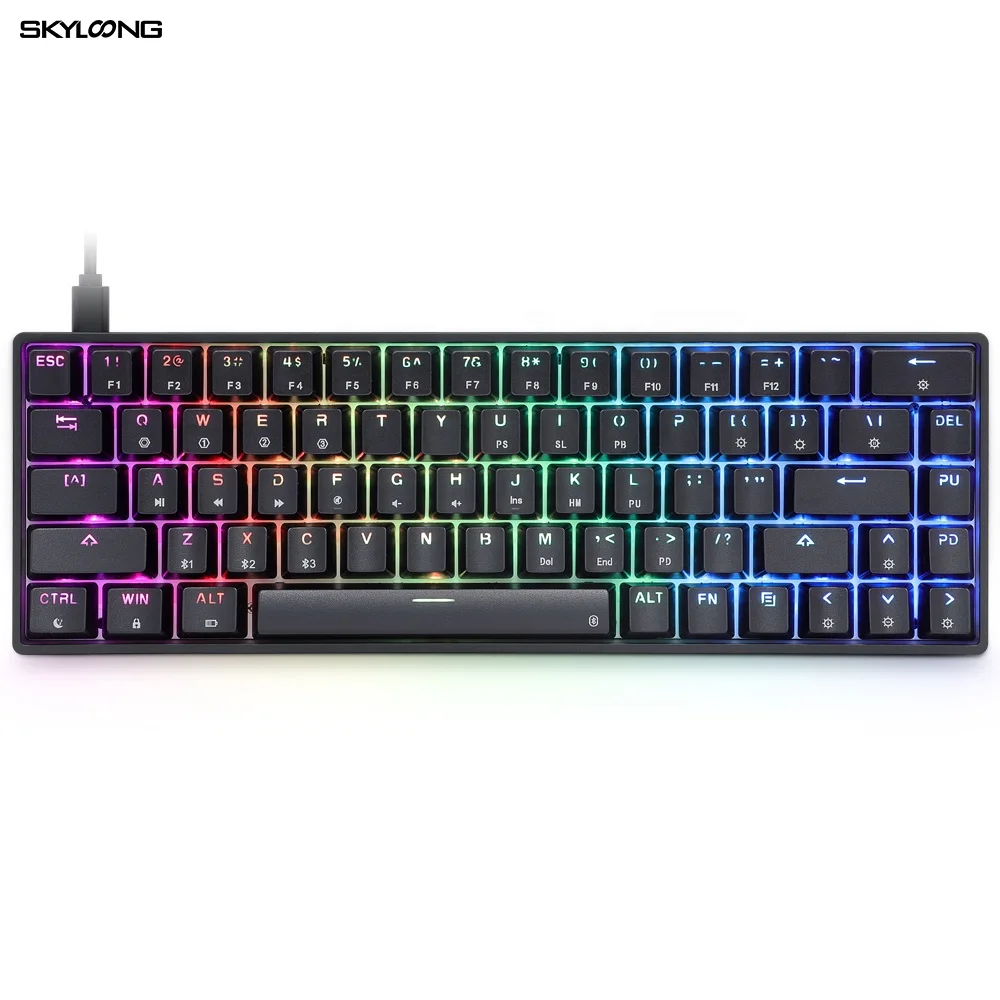 

Dropship hotswap GK68 Gateron optical switch rgb wireless BT 60% mechanical gaming keyboard, Black/ white