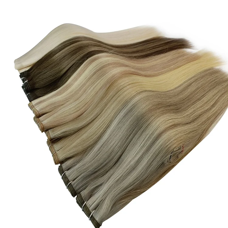 

Full Shine Hot Sale Invisible Seamless Human Hair Bundle Flat Silk Weft Extensions