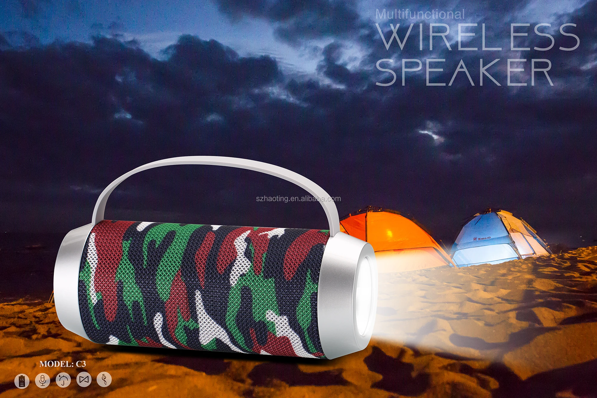 High quality fm usb tf mp3 music player wireless bluetooth speaker built in torch - ANKUX.COM