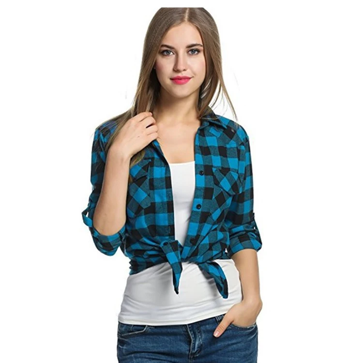 

Hot sale in North America Women's plus size flannel Long Sleeve Shirt women's blouses shirts thick flannel shirt//, Picture shows