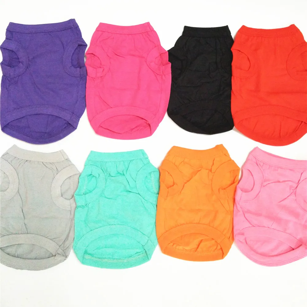 

Pet products pet Spring and summer dog T-shirt cotton Blank color dog clothes small plain dog shirts, Red,green,blue,black,pink purple,gray