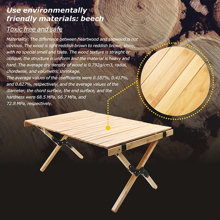 
2020 HOMFUL Folding Camping Wood Table for beach, picnic, camp or as a gift 