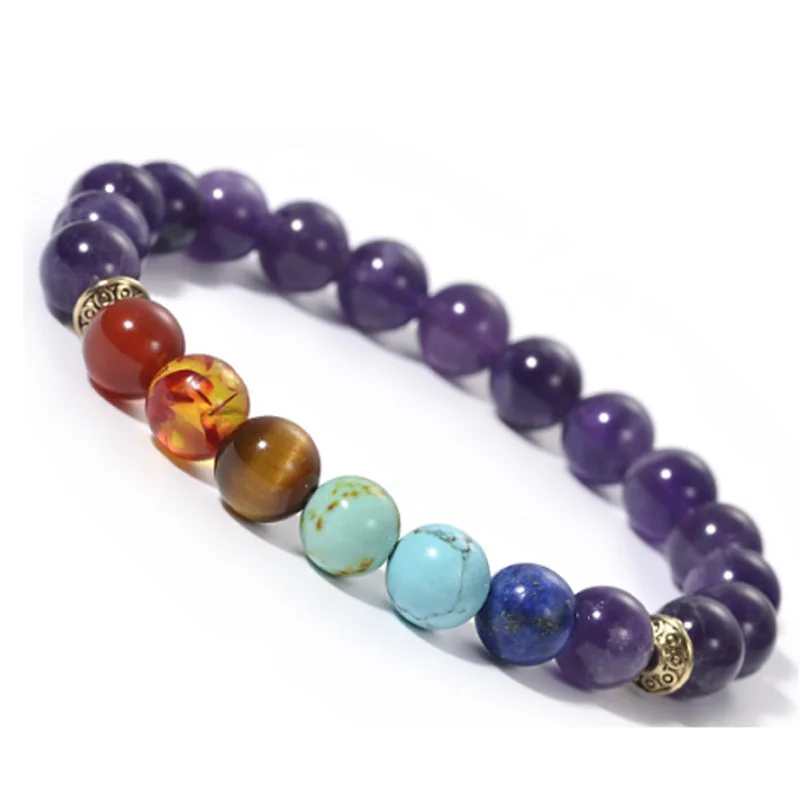 

New Men's Fashion Yoga Bracelet 7 Chakra Beaded Jewelry White Pine Eye Stone Volcanic Stone Plated Pearl Featuring Diamond Main