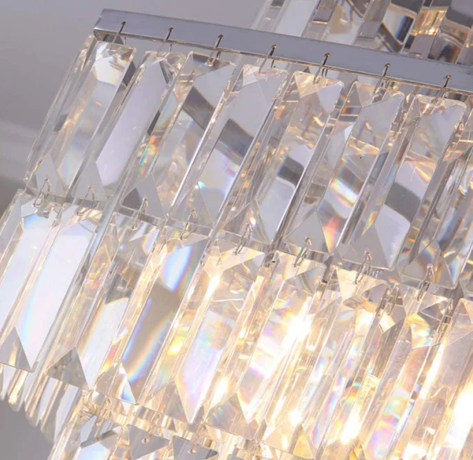 
Rectangular Modern K9 Crystal Chandeliers Lighting Pendant Fixture 12-Lights Dining room chandelier 
