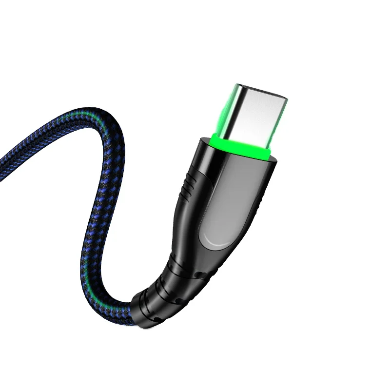 

New arrivals data cable nylon braided type-c led 3.0 fast charge usb cable, Alternating black and red