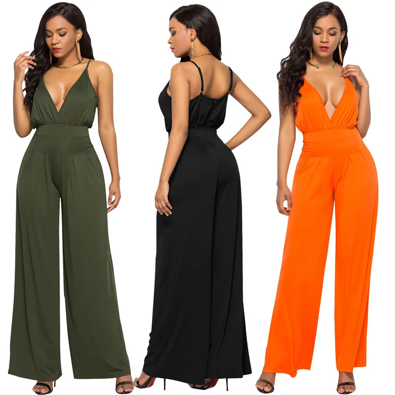 

New Woman Onepiece Trends Outfit Plus Size Women Clothing Wide Leg Loose Jumpsuit Fall for Women 2020 Solid Color Plain Dyed, Color can be customized.