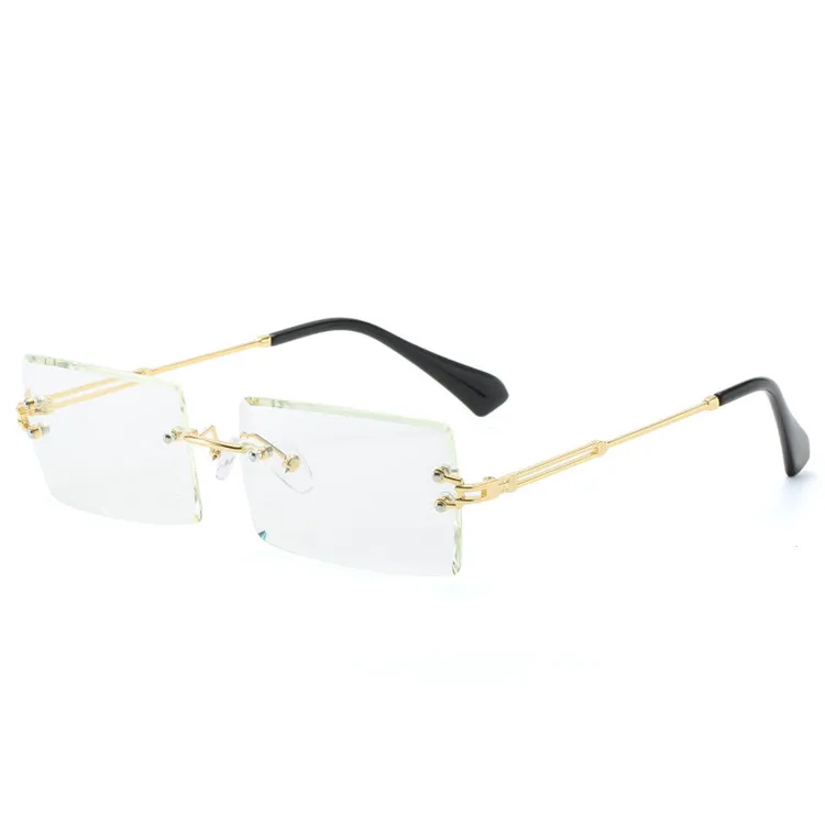 

2021 QSKY new fashion rimless rectangle UV400 sunglasses for women, Mix color or custom colors