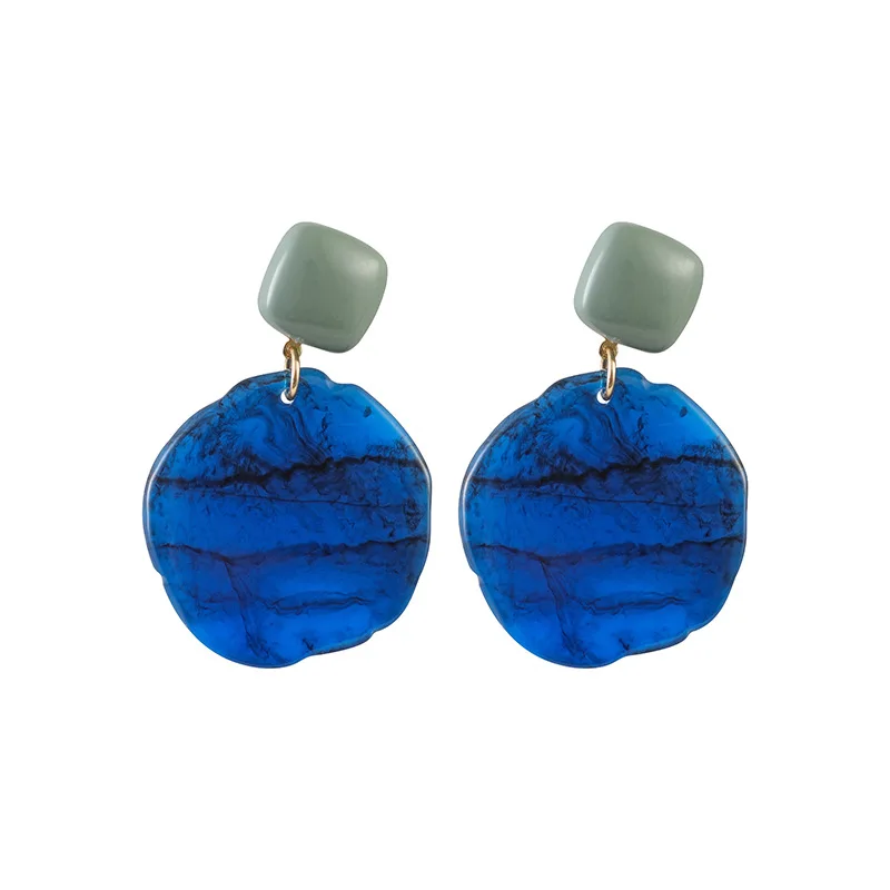 

Best Selling S925 Sterling Silver Needle Exquisite Geometric Blue Acrylic Drop Earrings Fancy Irregular Resin Dangle Earring