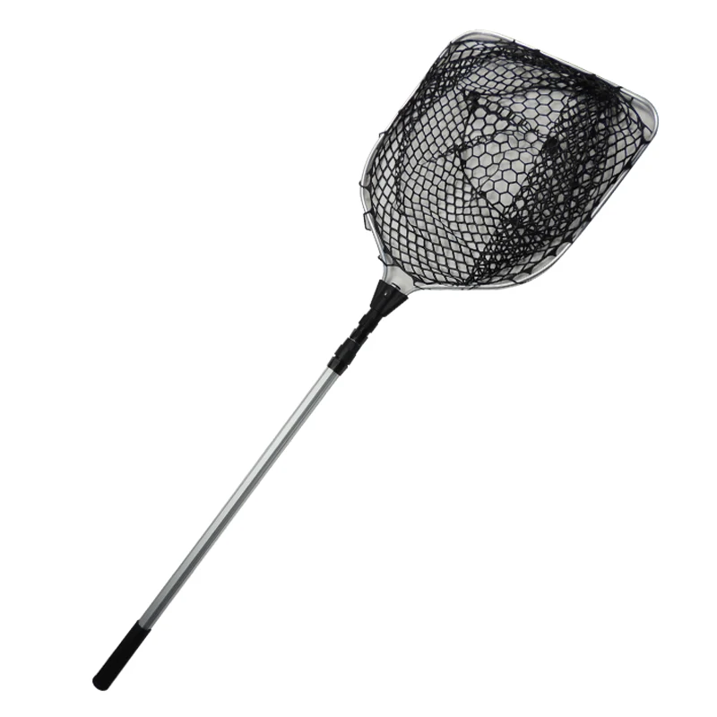 

telescopic folding alloy frame carp fishing landing net with Aluminum long handle pole and rubber mesh