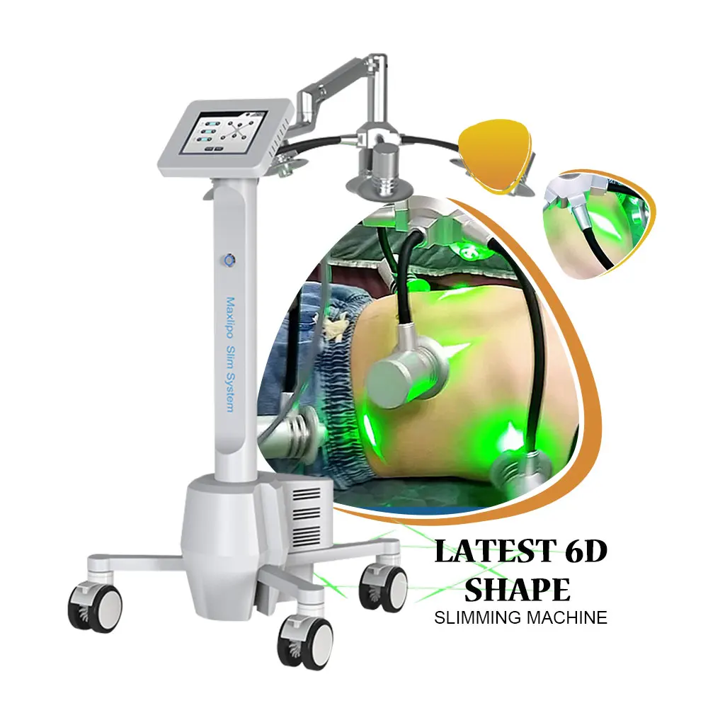 

2022 6d laser slimming equipment arm belly fat furning 180 degree 6 in en 1 160mw 5d diode lipo laser with user manual