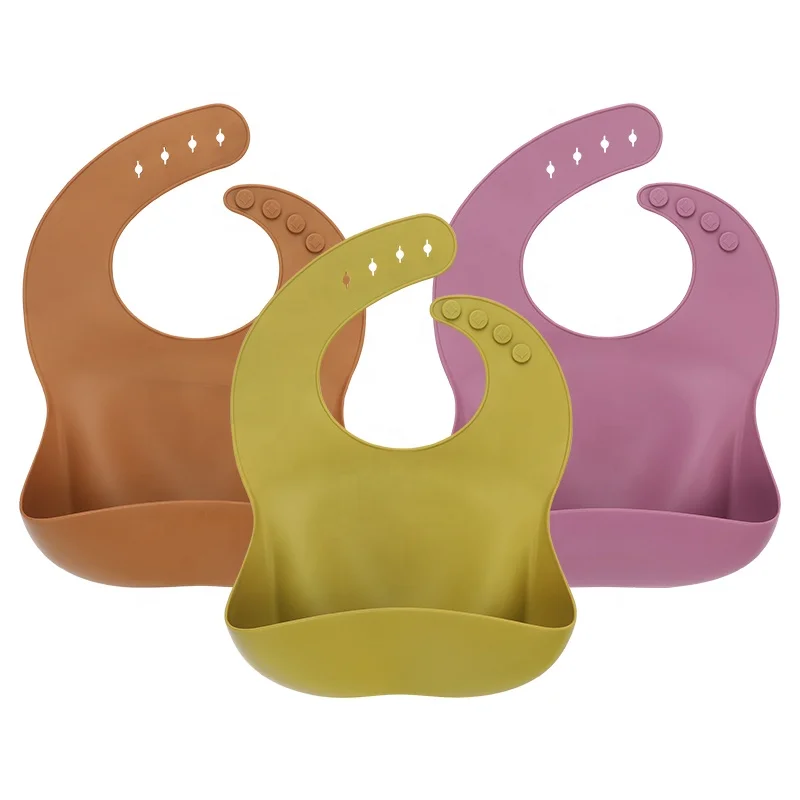 

Non Toxic Baby Silicone Bibs BPA Free Soft Adjustable Waterproof Silicone Baby Bibs Wholesale, 2color