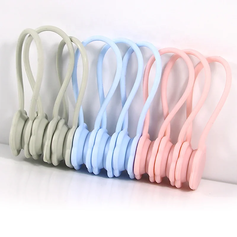 

6 Pack Portable Reusable Silicone Cable Winder Mini Magnetic Cable Organizer For Headphones/Date Cable/Home/Office
