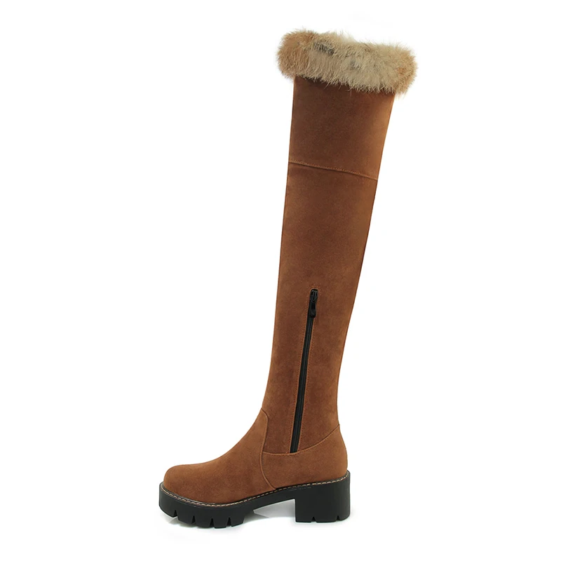 

Size 34 to 43 Fur Boots Women Over the Knee Thigh High Boots Luxury High Boots
