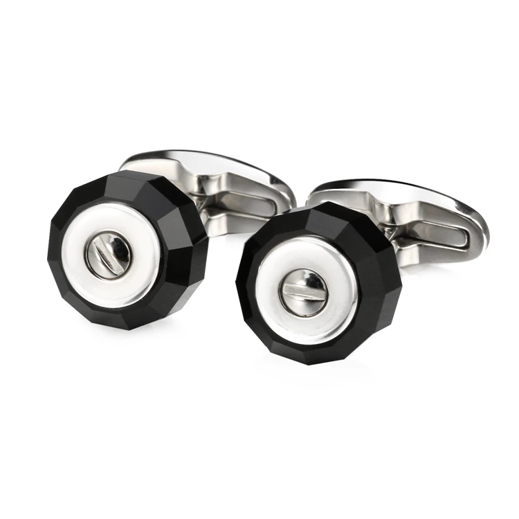 

Chinese Suppliers Stainless Steel Cufflinks For Mens Custom LOGO High End Black Glass Cuff Links Customized With Free Shipping