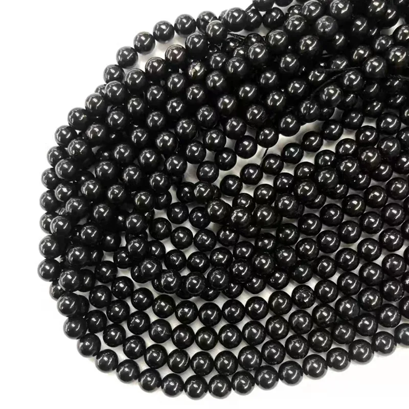 

Top Quality Natural Russian Shungite Round Stone Beads for Jewelry Making Healing Crystals Loose Gemstone Beads