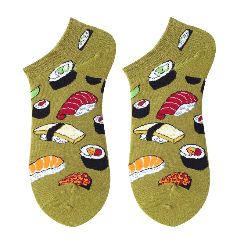 

Amazon hotsell fashion colorful fruit patterns funny young girls happy cotton boat low cut socks women