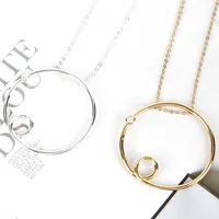 

Fashion charm necklace round silver chain necklace with cubic zirconia for women