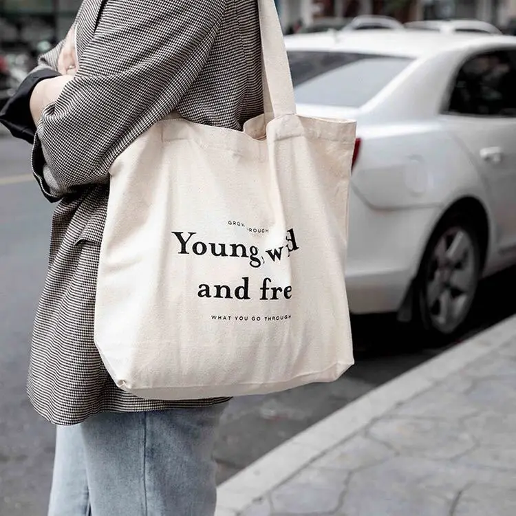 

Hot Sale No MOQ Reusable Custom Tote Shopping Bags Cotton Canvas Bag Large Capacity Shopping Bag