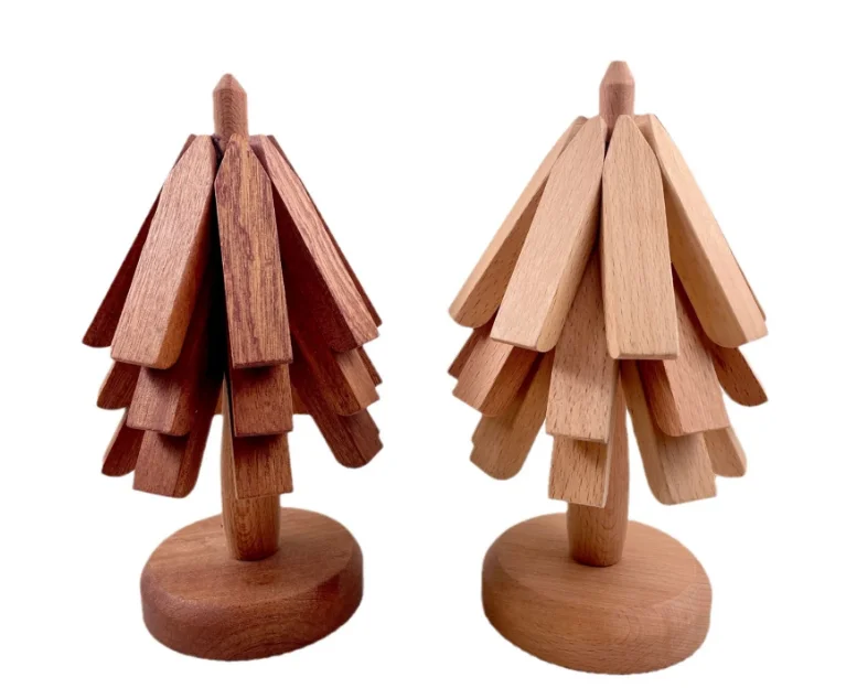 Wooden Placemats Cup Pad Heat Resistant Place Mats 4PCS Tree Design Holder Table Placemat Decorating Table Mat Pot Pad Wooden