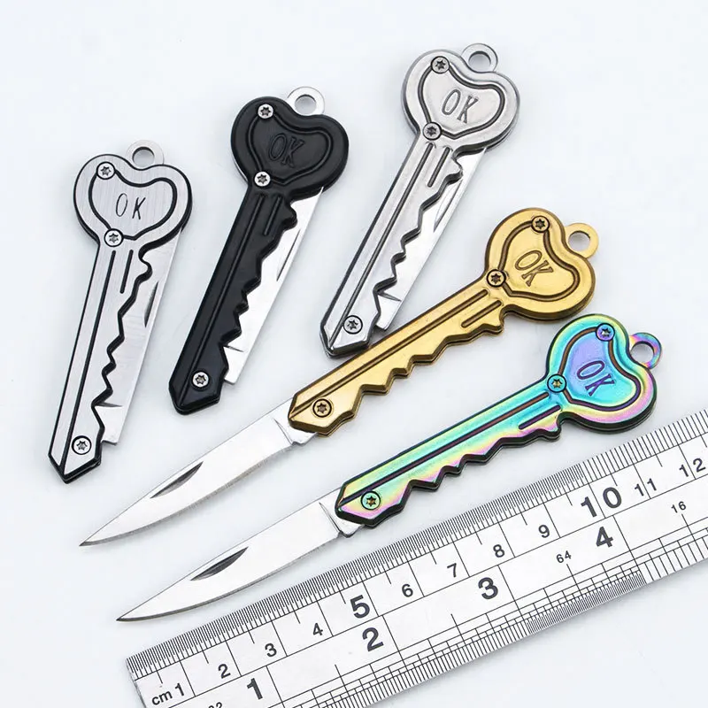 

Premium custom logo Box Cutter Keychain Letter Opener Multifunctional Gadgets Hanging Folding Chain Tool